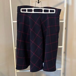 Maison Jules Navy and Burgundy A-Line Skirt